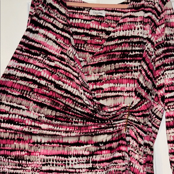 Calvin Klein Pink & Black Wrap Dress - Picture 2 of 5